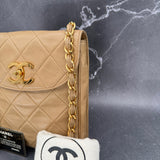 Rare Chanel Turnlock Crossbody Bag in Beige