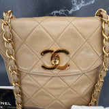 Rare Chanel Turnlock Crossbody Bag in Beige
