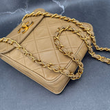Rare Chanel Turnlock Crossbody Bag in Beige