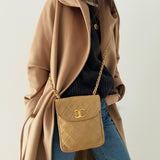 Rare Chanel Turnlock Crossbody Bag in Beige