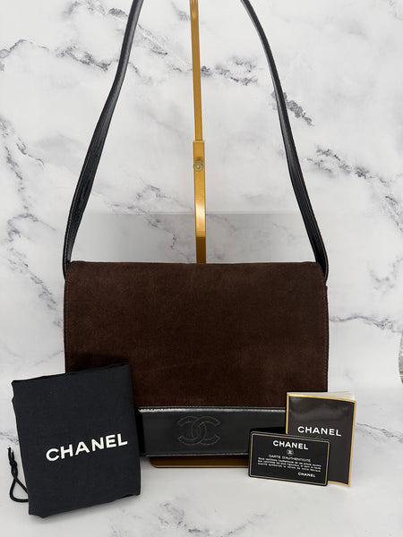 Rare Chanel Suede Coco Mark Shoulder Bag