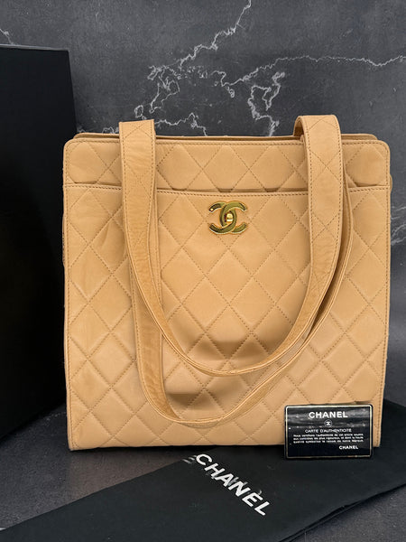 Chanel Timeless Turnlock Tote in Beige