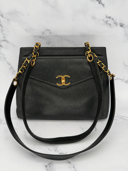 Chanel Classic Turnlock Tote in Caviar Leather