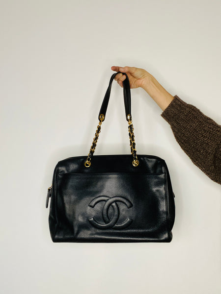 Chanel Coco mark Caviar Chain tote