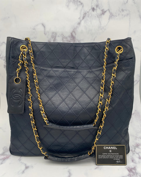 Rare Chanel Chain Tote in Navy