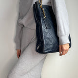 Rare Chanel Chain Tote in Navy