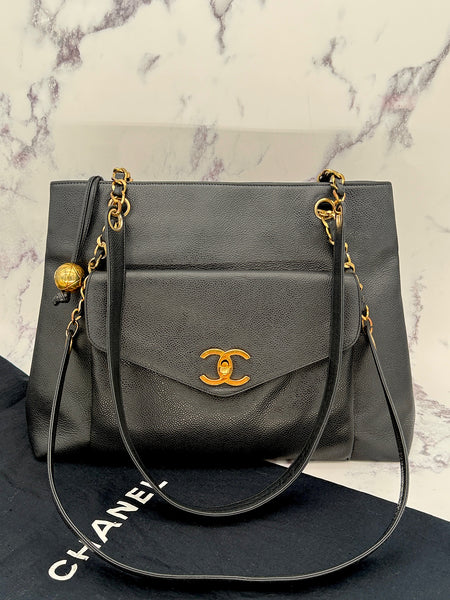 Chanel Turnlock Caviar Tote