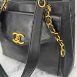 Chanel Black Turnlock Tote in Lambskin