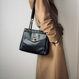 Chanel Black Turnlock Tote in Lambskin