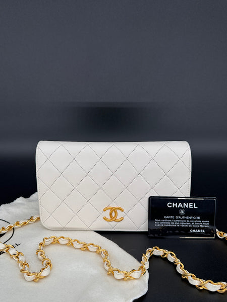 Rare Chanel White Full Flap 24k Hardware