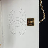 Rare Chanel White Full Flap 24k Hardware