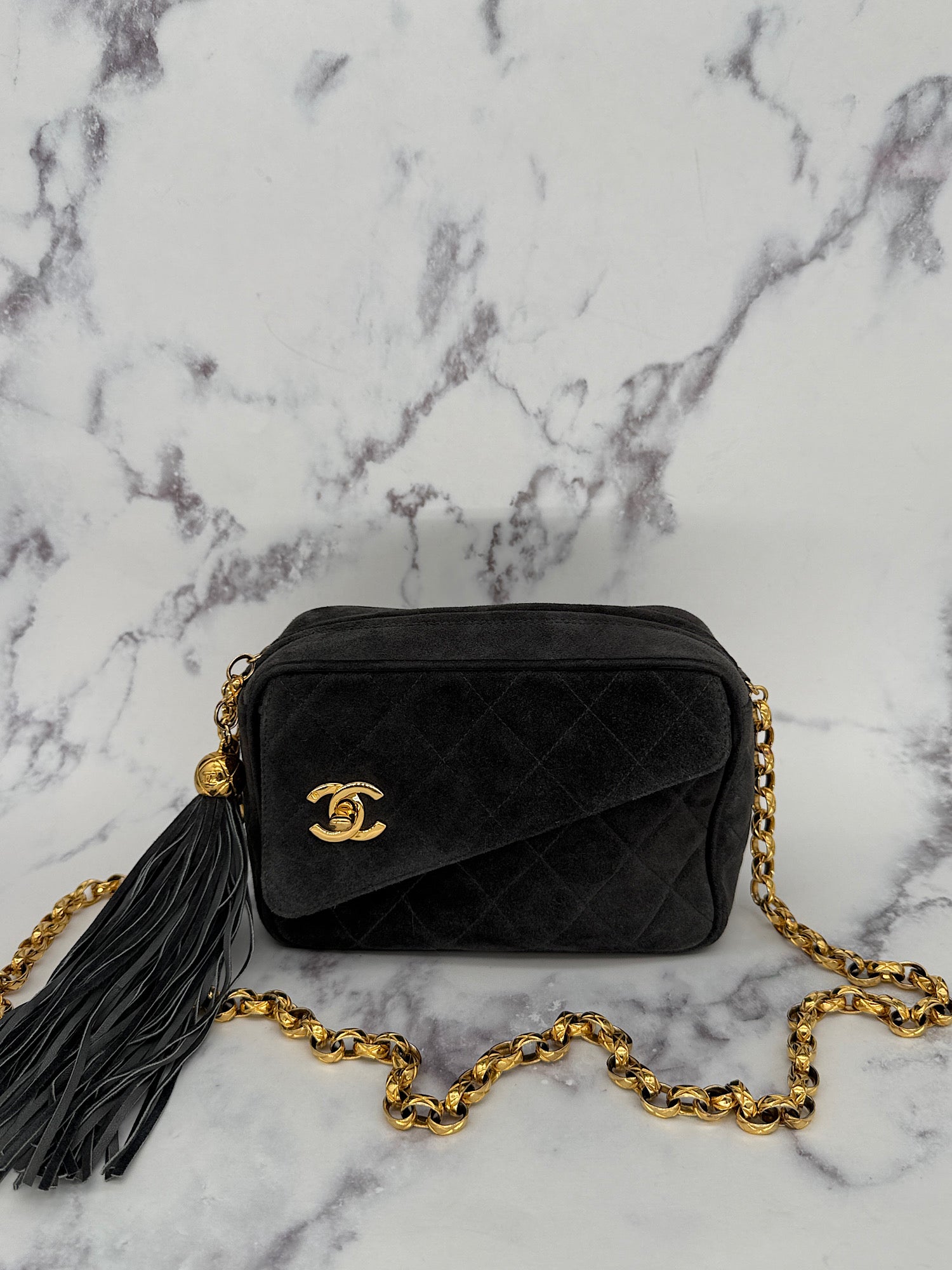 Rare Chanel Suede Turnlock Camera Bag