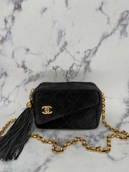 Rare Chanel Suede Turnlock Camera Bag