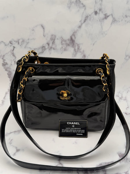 Chanel Patent Turnlock with 24k plating