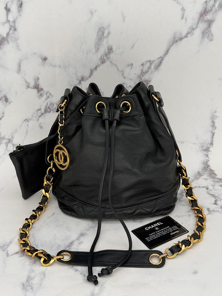 Chanel Drawstring Bag with CC CHarm