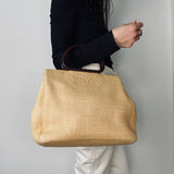 Chanel Raffia Bag with Wooden Handles