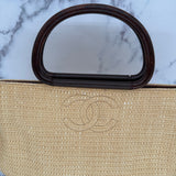 Chanel Raffia Bag with Wooden Handles