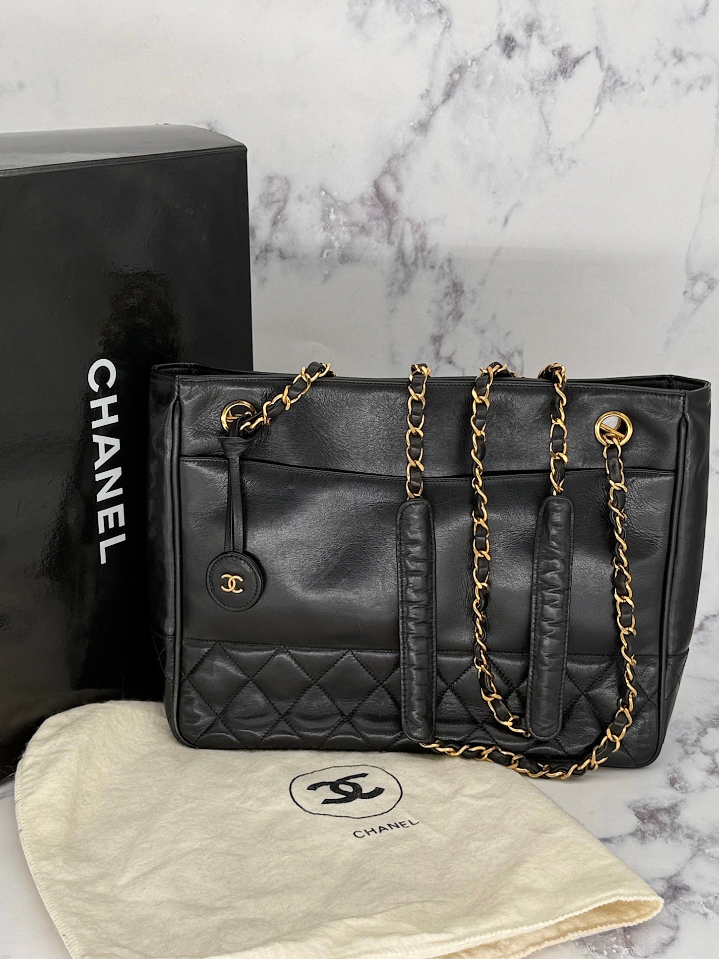 Iconic Chanel Lambskin Tote with CC logo