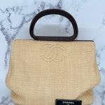 Chanel Raffia Bag with Wooden Handles