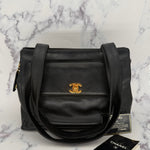 Chanel Black Turnlock Tote