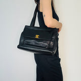 Chanel Black Turnlock Tote
