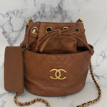 Rare Chanel Brown Drawstring Bag