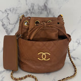 Rare Chanel Brown Drawstring Bag