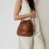 Rare Chanel Brown Drawstring Bag
