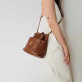 Rare Chanel Brown Drawstring Bag