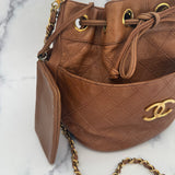 Rare Chanel Brown Drawstring Bag