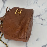Rare Chanel Brown Drawstring Bag