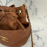 Rare Chanel Brown Drawstring Bag