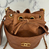 Rare Chanel Brown Drawstring Bag