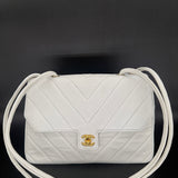 Chanel White Chevron Shoulder Bag