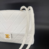 Chanel White Chevron Shoulder Bag
