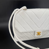 Chanel White Chevron Shoulder Bag