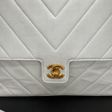 Chanel White Chevron Shoulder Bag