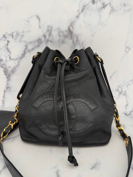 Chanel Decacoco Caviar Drawstring Bag