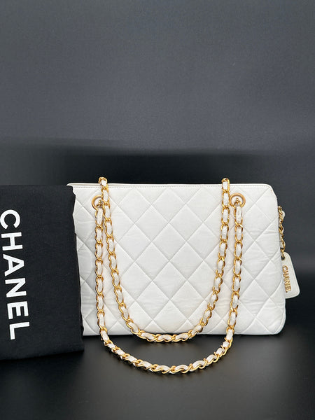 Chanel White Matelasse Shoulder Bag