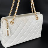 Chanel White Matelasse Shoulder Bag