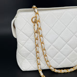 Chanel White Matelasse Shoulder Bag