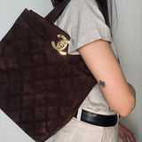 Chanel Suede Turnlock Tote