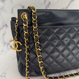 Chanel Navy Double Chain Tote