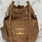 Rare Chanel Bucket Bag in Dark Beige
