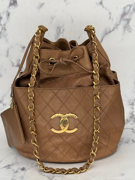 Rare Chanel Bucket Bag in Dark Beige