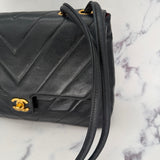 Chanel V-Stitch Turnlock Shoulder Bag