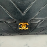 Chanel V-Stitch Turnlock Shoulder Bag