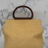 Rare Chanel Straw Bag with Wooden Handles