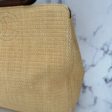 Rare Chanel Straw Bag with Wooden Handles