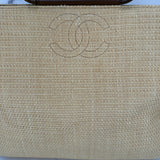 Rare Chanel Straw Bag with Wooden Handles
